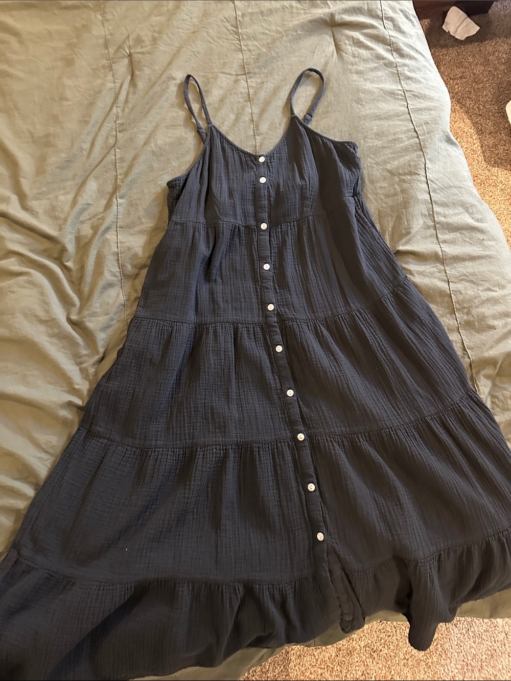 Universal Thread Navy Tiered Button-Front Maxi Dress